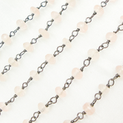 Rose Quartz Oxidized 925 Sterling Silver Wire Chain.